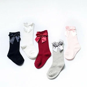 5PC Kids Toddlers Girls Big Bow Knee High Long Soft Cotton Lace Baby Socks Kids - Picture 1 of 12