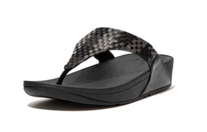 FitFlop Damen Sandalen LULU Silky Weave Größe US 8 EU 39 schwarz silber Riemen NEU - Bild 1 von 6