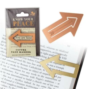 Know Your Place Page Markers Brass Copper Solid Metal Arrow Bookmarks - Picture 1 of 8