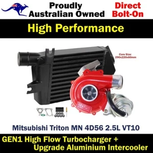 GEN1 High Flow Turbo+60mm Intercooler For Mitsubishi Triton MN 4D56 2.5L VT10 - Picture 1 of 11