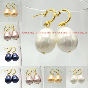 Enormi Orecchini Leverback Naturali Multicolore Barocco Perla Pendenti Oro 20mm - Foto 1 di 33