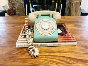 Vintage Western Elektryczny telefon obrotowy, DZIAŁAJĄCY, telefon stacjonarny dwukolorowy - Zdjęcie 1 z 10
