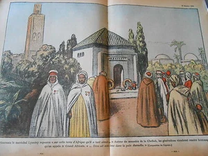 Le Maréchal Lyautey Grand Africain Mausolée de Chellah dessin Print 1935 - Imagen 1 de 1