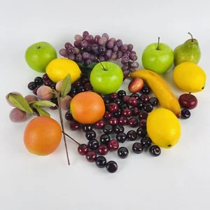 Artificial Fruit Assortment Mixed Faux Fake Grapes Lemon Orange Cherries Lot - Picture 1 of 9