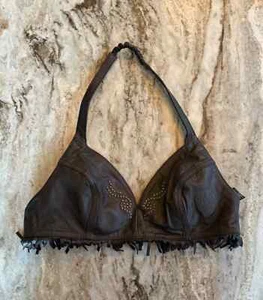 Vintage Harley Davidson Leather Fringe Bra Size 42/14 - Picture 1 of 4