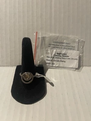 BP Bomb Party Ring RBP5385 Swirling Dreams Smokey Topaz CZ Hematite Size 8 - Image 1 of 4