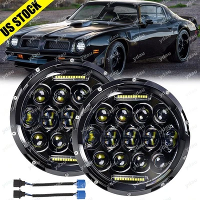 Par de faros LED de 7 pulgadas haz alto/bajo 6000 k blanco para Pontiac Firebird 1970-1976 Foto 1 de 4