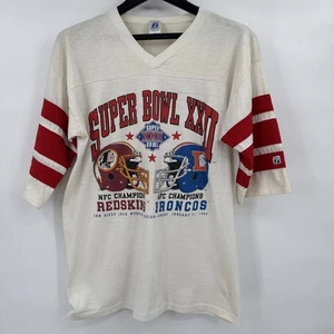 Super Bowl XXII 1988 Logo 7 Washington Redskins Denver Broncos Sz XL Shirt VTG - Picture 1 of 11