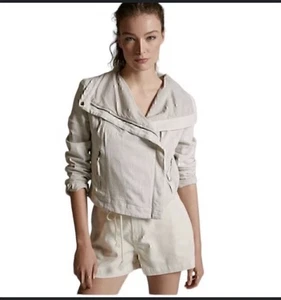 ANTHROPOLOGIE Marrakech Women XL Moto Jacket Cropped Draped Collared Infantry - Picture 1 of 13