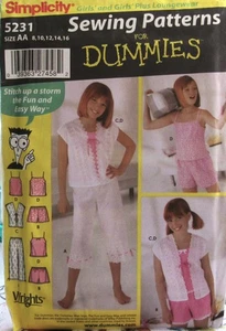 Simplicity 5231 Girls Plus 8½-16½ Shorts Capris Camisole Sewing Dummies Pattern - Picture 1 of 2