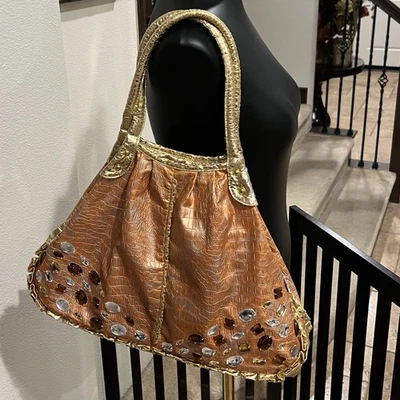 Vintage Arcad Crocodile Embossed Texture Hand Bag with Jewels - ONLY $19.99! - Image 1 of 4