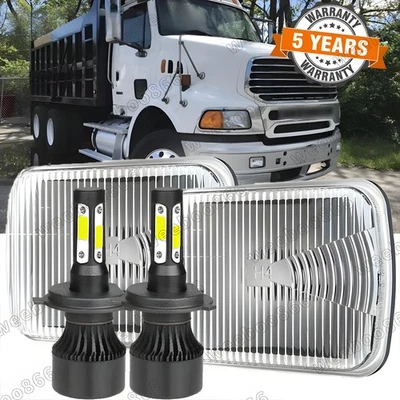 For Sterling Truck A9500 LT9500 1999-2008 7x6" LED Headlights Sealed Hi/Lo BEAM - Image 1 of 4