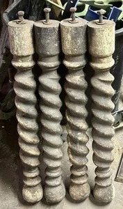 Set of 4 Antique Wooden Spiral Twist Oak Table Legs c. 1900 Shabby Chic - Picture 1 of 3