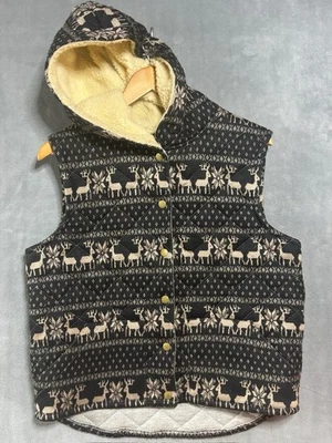 Chaleco acolchado Free People talla M Fair Isle Moose capucha de oveja Foto 1 de 4