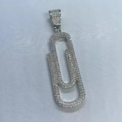 Collar colgante unisex enchapado en oro amarillo de 14 quilates diamante simulado corte redondo de 2 quilates Foto 1 de 4