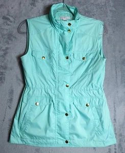 Peter Millar Women's Utility Vest Gilet Size Small Spa Green Mint Zip Up Snap - Picture 1 of 6