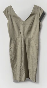 Calvin Klein Kleid Khaki Leinenmischung Plissee Ärmellos Taschen Gefüttert Größe 4 - Bild 1 von 11