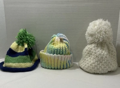 Handmade Crocheted Baby Beanies-2 and 1 - White Carter’s Size 3 to 9 months  - Image 1 of 4