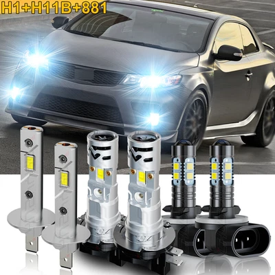 Faróis de LED Hi/Lo + lâmpada de neblina 6 peças para Kia Forte Koup 2010 2011 2012 2013 - Imagem 1 de 4