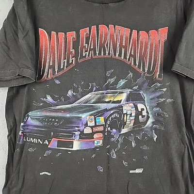 Camisa masculina vintage The Intimidator grande preta noz-moscada ponto único - Imagem 1 de 4