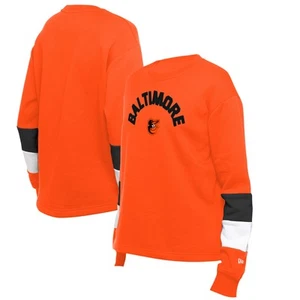 Women's-New Era Orange Baltimore Orioles Gameday Crewneck Sweatshirt - Picture 1 of 6