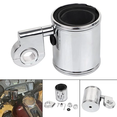 Portavasos de manillar cromado para Harley Road King FLHR Electra Glide FLHTCU Foto 1 de 4