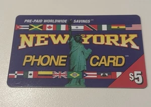 * RARE 1999 NEW YORK Pre Paid Worldwide 5 Minute Phone Card Cel * - Bild 1 von 2