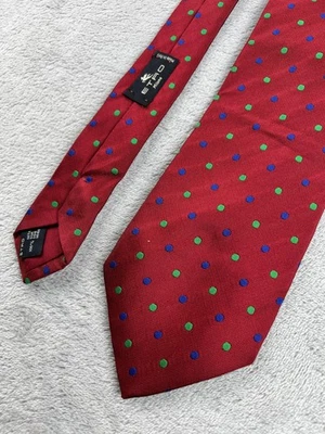 Corbata Tejida Etro Milano Para Hombre Roja SEDA Lunares Azul Verde Hecha en Italia Foto 1 de 4