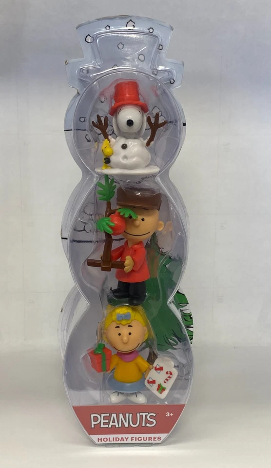 Peanuts Holiday Figures Set of 3 Snoopy Charlie Brown With Tree Sally Christmas