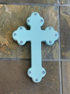 Blau Strass dekoratives Holz Wandkreuz 9 Zoll - Bild 1 von 2