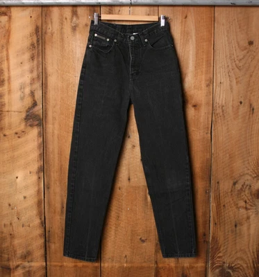 Vintage CALVIN KLEIN Black High-Rise Tapered Leg Jeans Sz. 6 (Measure 26x30) - Image 1 of 4