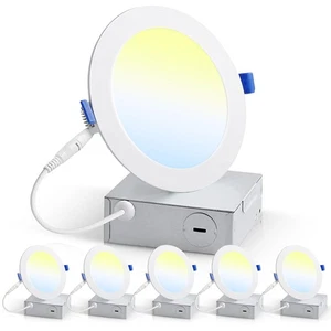 6 Inch Ultra-Thin LED Recessed Light with Junction Box (6 Pack) Dimmable Canl... - Picture 1 of 7