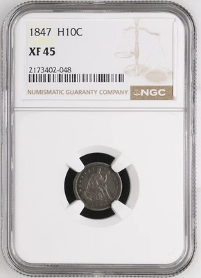 1847 Half DIME - NGC XF 45  - Image 1 of 4