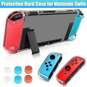 Protective Clear Hard Case+Screen Protector +Thumb Grip Caps for Nintendo Switch - Picture 1 of 8