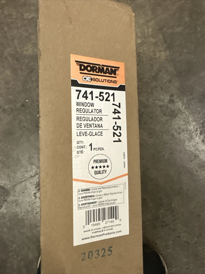 741-521 Dorman Window Regulator Front Passenger Right Side New with motor RH - Image 1 of 2