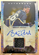 2022-23 Leaf In the Game Brett Hull Auto Silver Speckle Jersey Blues Stars #/15