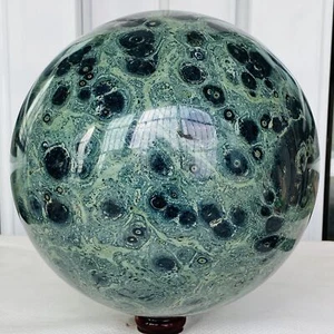 Bola esfera cristal estromatolita jaspe verde ojo natural 9820G - Imagen 1 de 12