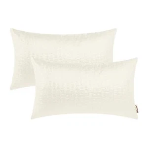 Faux Leather Pillow Covers 12 X 20 Inches Ivory White Leather Pillow Covers P... - Picture 1 of 6