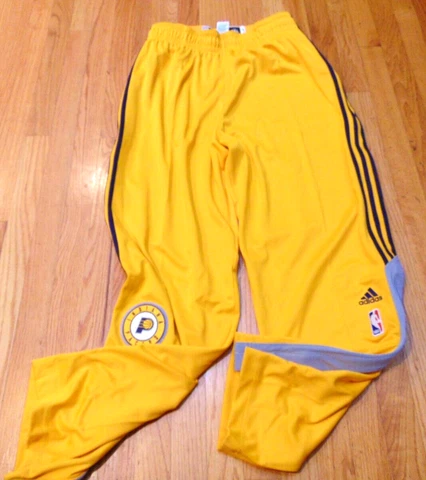 ADIDAS NBA AUTHENTIC INDIANA PACERS YELLOW ON COURT PANTS BUTTON DOWN 2XL Cover