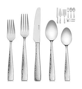 Hudson Essentials 68-Piece Hammered 18/10 Stainless Steel Silverware Cutlery ... - Picture 1 of 6