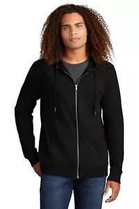 District DT573 Men's Featherweight French Terry Full-Zip Pullover Soft Hoodie - Picture 1 of 6