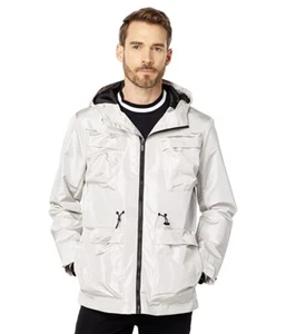 Chaqueta con capucha plateada de cuatro bolsillos Karl Lagerfeld para hombre Paris talla L precio de venta sugerido por el fabricante $229 - Imagen 1 de 2