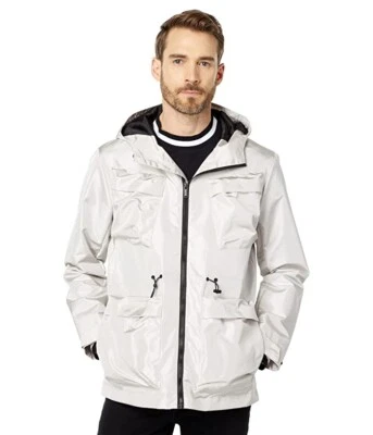 Karl Lagerfeld Men Paris Shiny Four-Pocket Hooded Jacket Silver Size L MSRP $229 - Image 1 of 2