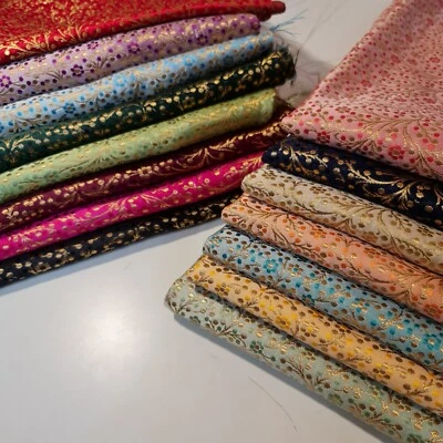 Ditsy Floral Brocade Fabric Gold Jacquard Dress Craft Quilting Material  44" - Image 1 of 4