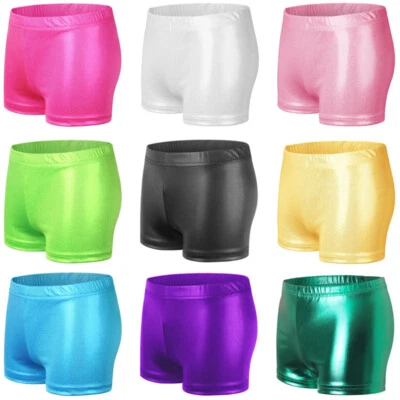 Kids Girls Shorts Bright Underpants Active Dancewear Solid Color Boyshorts Gym - Image 1 of 3