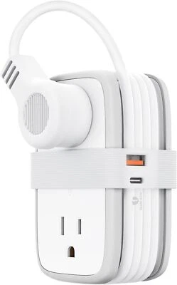 Travel Power Strip with GaN 45W USB C Ports 4 Wide-Spaced Outlets 4ft Cord - Image 1 of 4