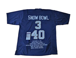 Jersey Rick Mirer Reggie Brooks Snow Bowl Autografiado Azul Notre Dame Irlandés JSA - Imagen 1 de 3