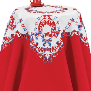 Collections Etc Embroidered Patriotic Butterflies Cut-Out Table Linens Runner - Picture 1 of 4