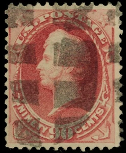Billete de banco continental 1873 Scott # 166 - 90 centavos - Rosa Carmín - Usado - En muy buen estado - Imagen 1 de 2