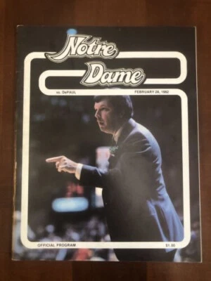 1982 NOTRE DAME FIGHTING IRISH NCAA BASKETBALL PROGRAM DePAUL BLUE DEMONS PAXSON - Image 1 of 4